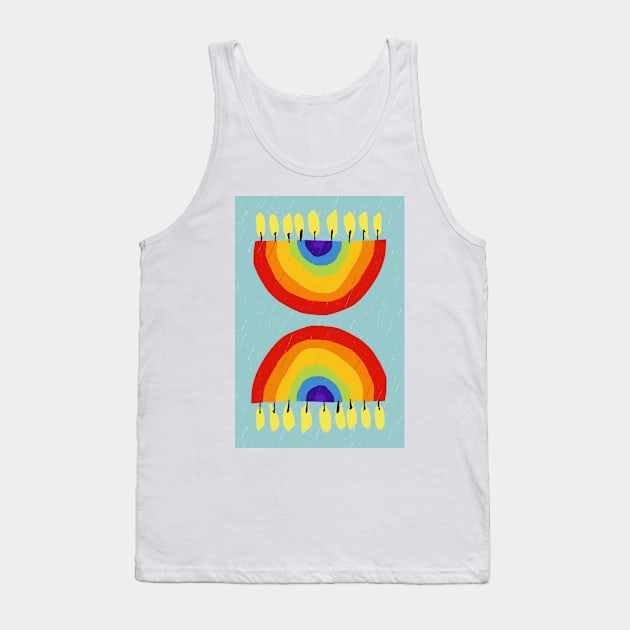 Rainbow Chanukiah Duck Egg Print Tank Top by TillaCrowne